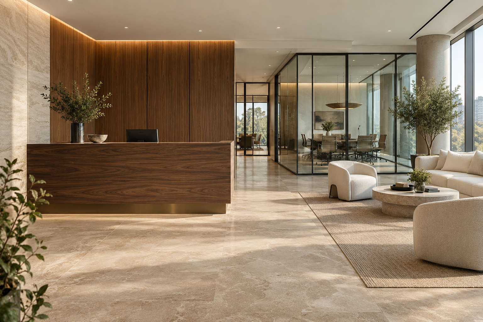 Offices & commercial spaces — illustrative interior concept